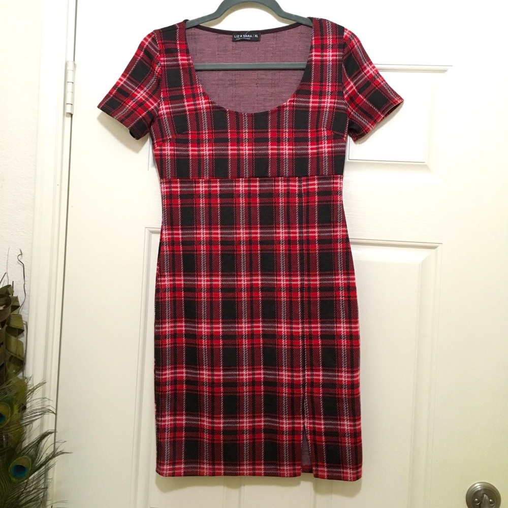 Red/Black Plaid Bodycon Dress